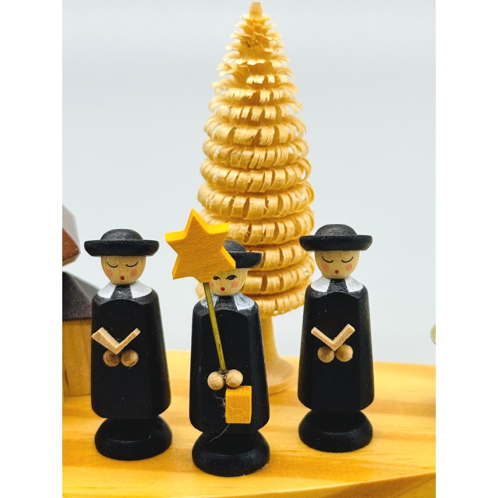 Seiffen Carolers Church Candle Holder Wood German Erzgebirge Zeidler Holzkunst - Picture 3 of 10